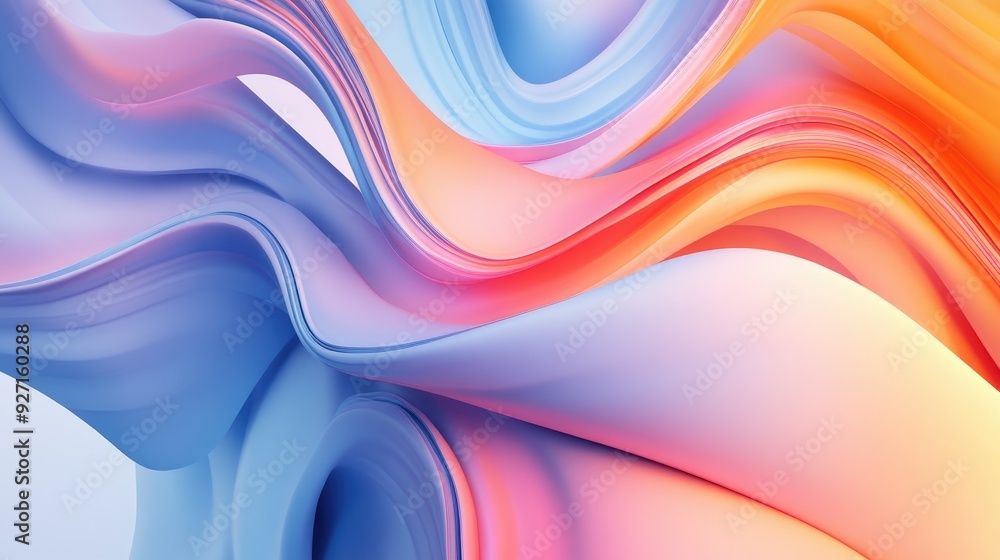 Poster vivid 3d abstract template featuring smooth, flowing wave forms and geometric shapes, designed for i