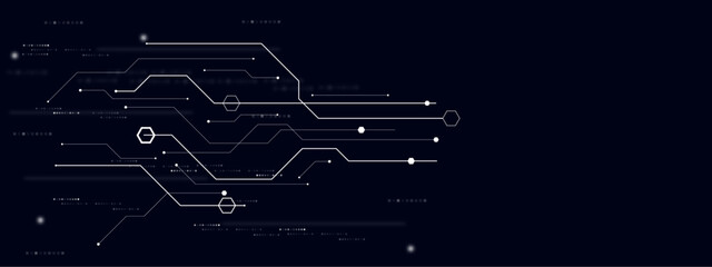 Vectors Futuristic blue circuit board background. Digital technology and science background Quantum computer technologies concepts