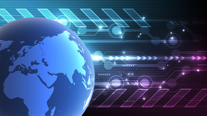 Abstract technology background with world map. Vector illustration. Eps 10.