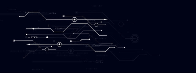 Modern futuristic circuit board quantum computer technology concept background. Futuristic blue circuit board background.