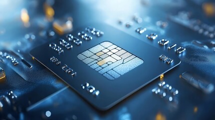 Close-up of Credit Card Chip on Circuit Board