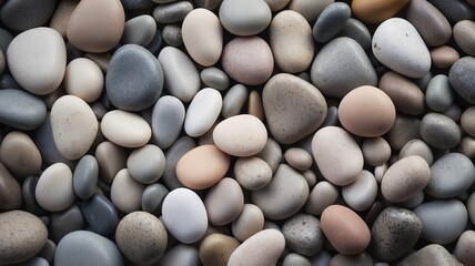 Photo of rounded river pebbles in soft colors