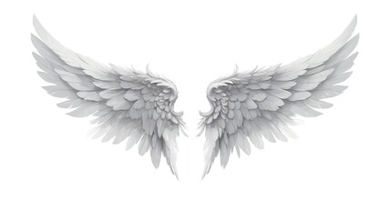 Fototapeta premium Angel wings cartoon on white solid background