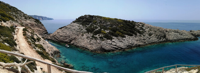 panorama with the bay on Zakynthos among the rocks
