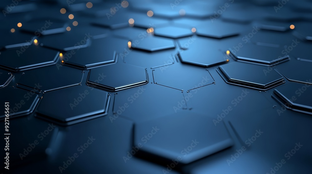 Aufkleber futuristic hexagonal pattern with glowing lights