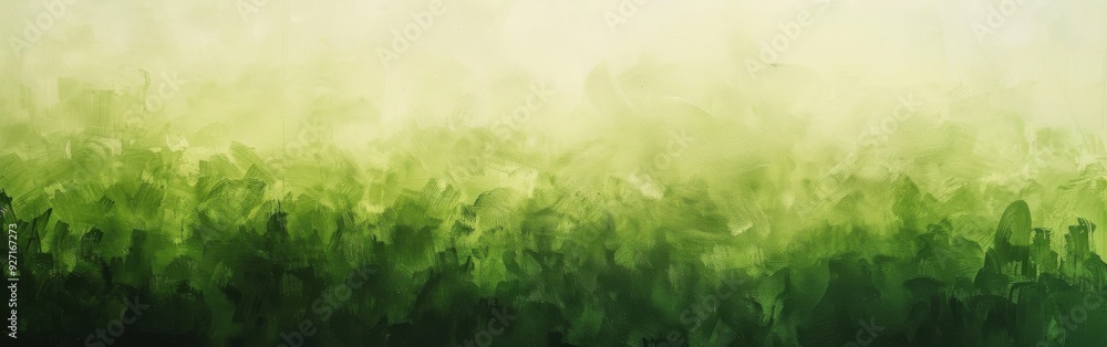 Poster A digital painting of a landscape with a gradient of green and yellow colors. The top of the image is a light yellow that fades into a darker green at the bottom. The green appears in many different s