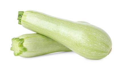 Two fresh ripe zucchinis isolated on white