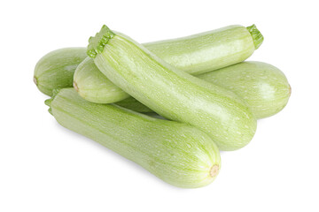 Many fresh ripe zucchinis isolated on white