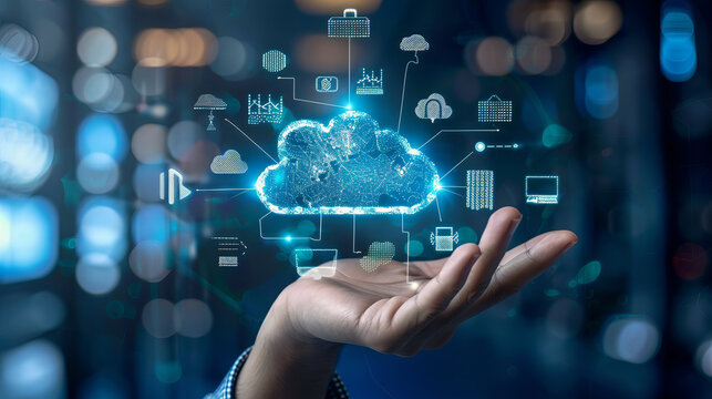 Futuristic Cloud Technology Visualization with Digital Circuit Connections:  Cloud Computing, Data Security, and Information Technology Content | Essential for Business and Tech Industries