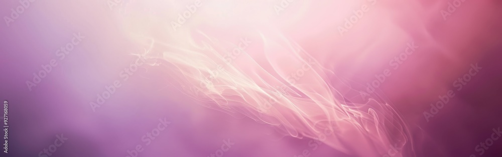 Poster A photograph of an abstract pink and white cloud formation in the sky at sunset, with a soft, dreamy, and ethereal quality. The clouds appear to be flowing and swirling, creating a sense of movement a
