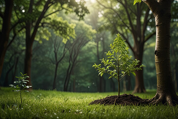 Fototapeta premium Green grass in the forest