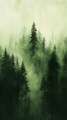 misty morning in the forest for background