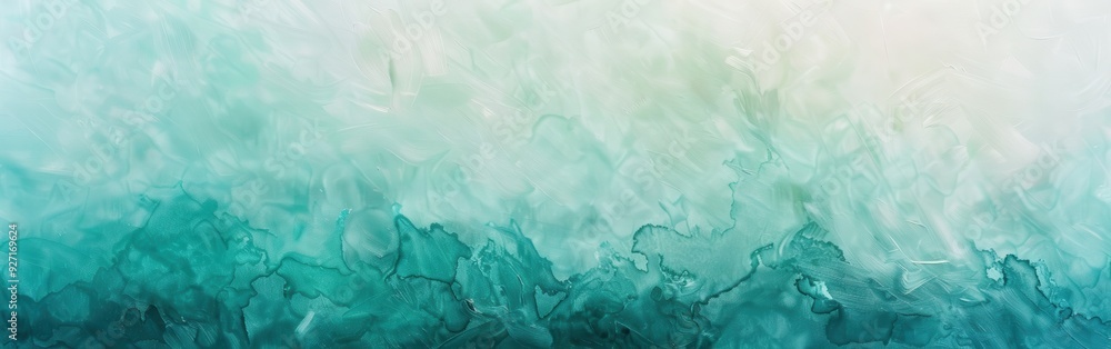 Poster a horizontal image of an abstract, swirling teal watercolor background with a gradient from dark tea