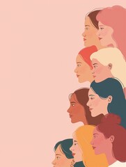 Obraz premium Diverse Women Illustration on Pink Background created by ai