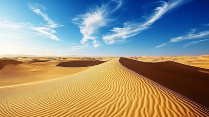 Stunning Desert Landscape: Sand Dunes Under a Clear Blue Sky