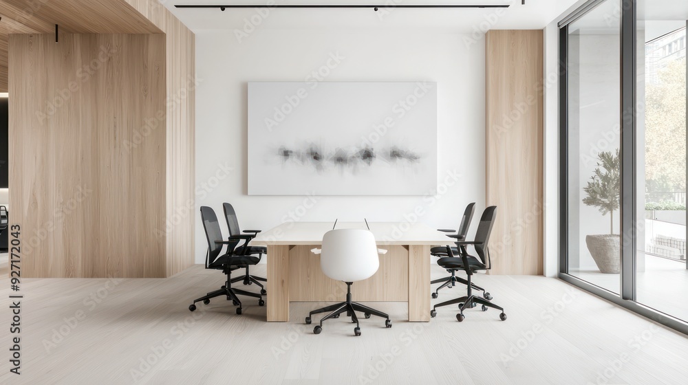 Poster minimalist collaborative workspace: sleek modern design for productivity, generative ai