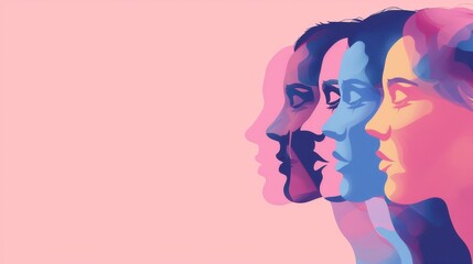 Diverse Women Illustration on Pink Background created by ai