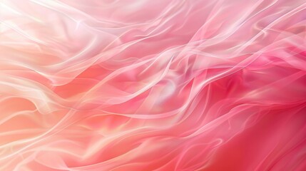 Obraz premium A close-up photograph of soft pink and white sheer fabric, draped and flowing in gentle waves. The light shines through the delicate material, creating a soft and ethereal effect.