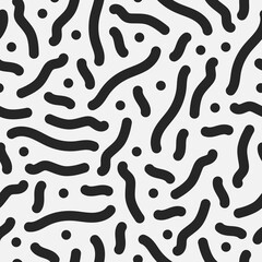 Memphis 80s to 90s fashion seamless scribble line pattern with black and white texture Line art vector illustration