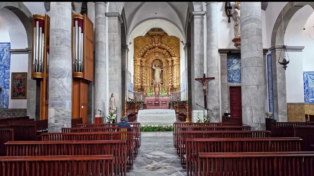 Renaissance Cathedral of St. James the Great at Beja, Portugal. Built in 1590, located in the old town square view from the Castle, Beja