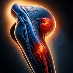 Medical Diagram of Deep Vein Thrombosis at leg area. Illustration about abnormally of blood floow