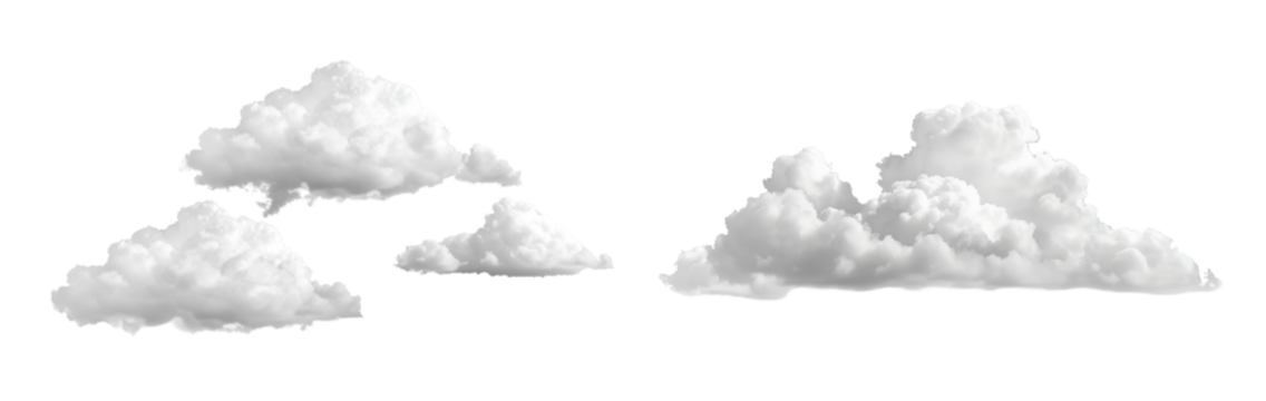 White clouds on transparent background