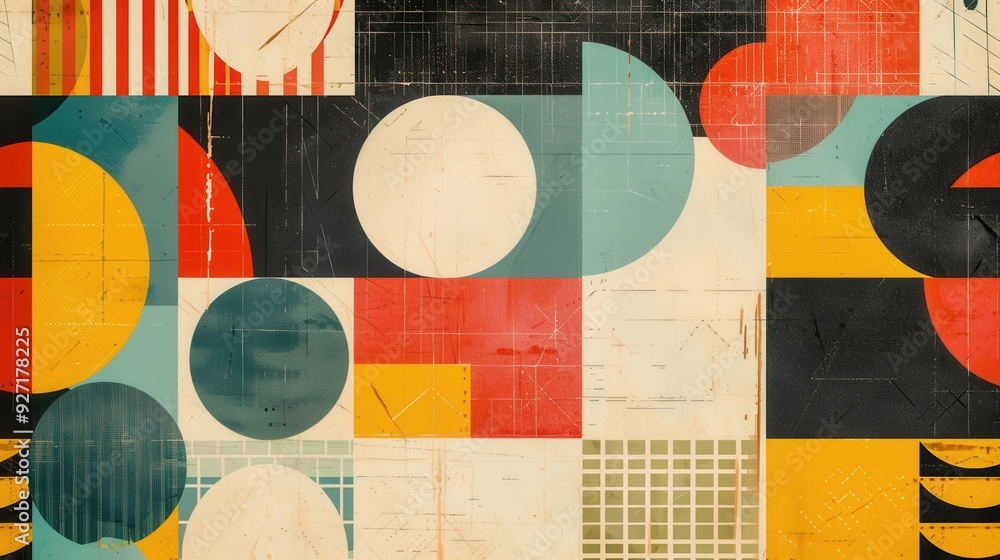 Aufkleber a colorful abstract background image features a repeating pattern of overlapping circles and squares
