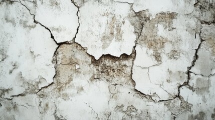 Obraz premium Cracked and weathered white wall. Perfect for grunge, urban, or industrial designs.