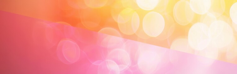 A blurred background image with a pink and yellow color gradient and soft, round bokeh lights.