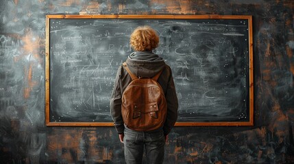 Classroom with a teacher at the chalkboard, isolated on white background. Full body shot, realistic textures, ultra-high-definition, award-winning photography style, colored background.