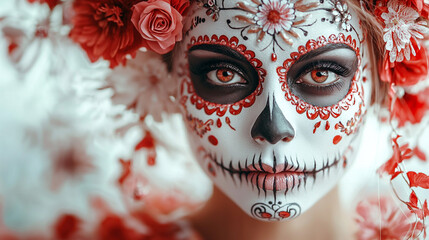 魅惑的な死者の日のスカルメイクをした女性