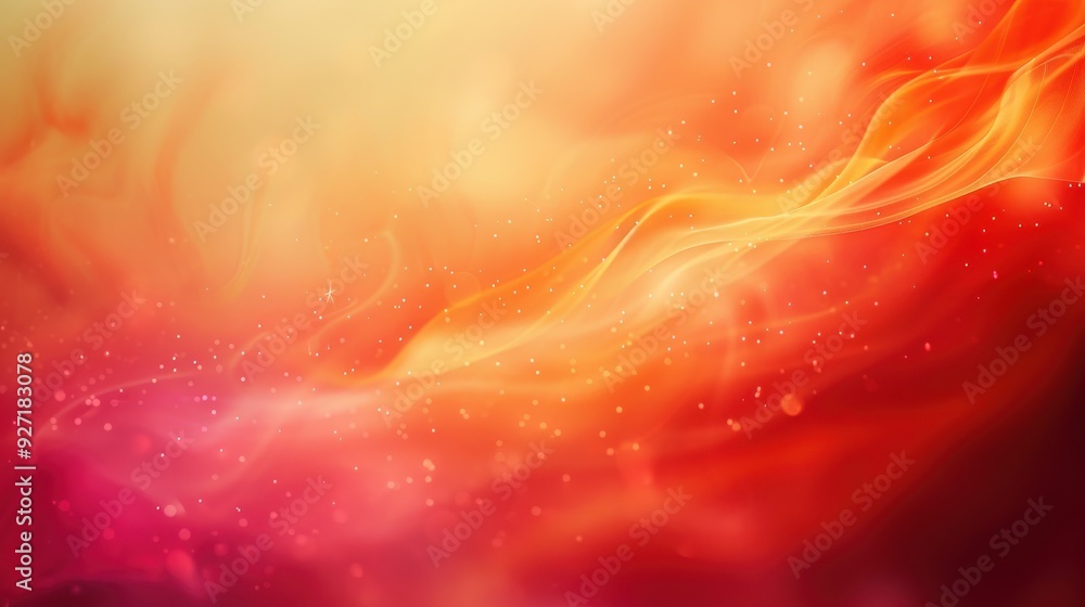 Leinwandbilder An abstract image with a soft, blurred background in shades of orange and red. The image features delicate swirls of light that appear to shimmer and dance across the background, creating a sense of m