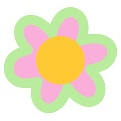 Illustration of pastel flower for floral print, sticker, nature, garden, home decor, spring, summer, plants, tree, blossom, cute patches, shirt print, plush toy, kid doll, blooming, park, picnic, icon