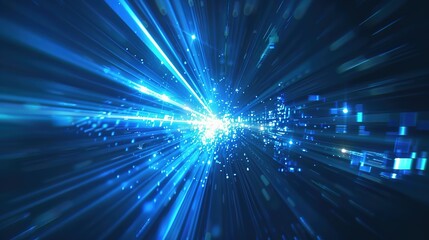 Dynamic blue light rays in motion abstract vector design for science and technology wallpaper
