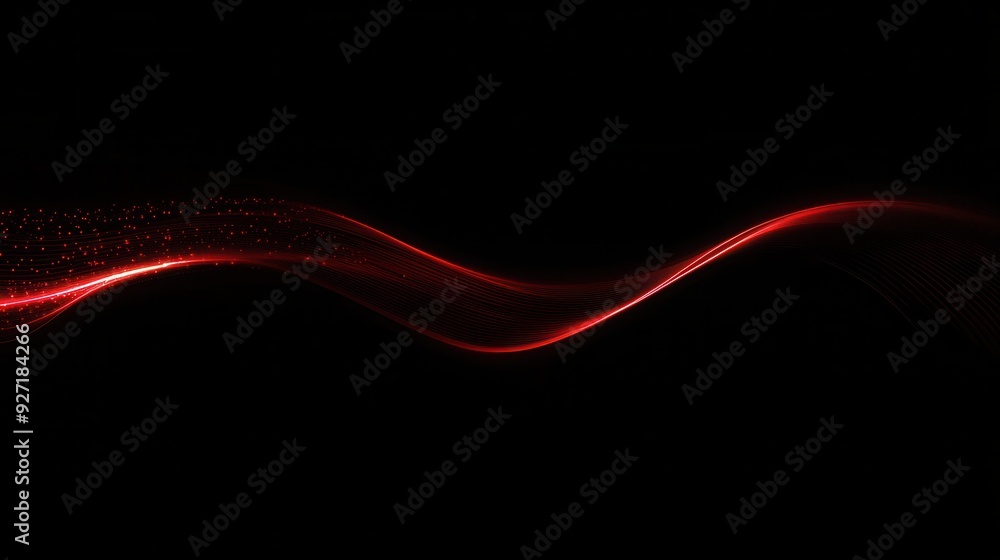 Aufkleber a flowing red wave with sparkling particles on a black background.