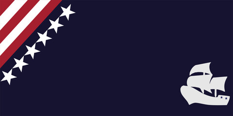 Columbus Day Background with Silhouette of Ship, Steer Wheel and Copy Space Area. Suitable to place on content with that theme