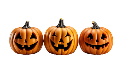 Halloween pumpkins isolated on transparent background.