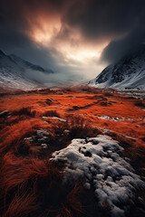 Fototapeta premium Frosty landscape in mountainous valley