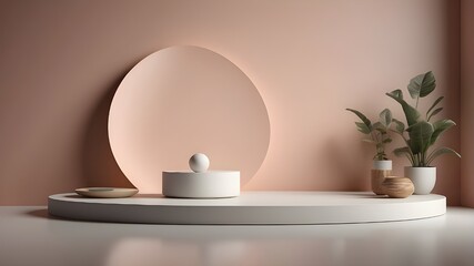 Step into a world of endless possibilities with this unique and diverse 3D render. Featuring a blank scene with a round stage, this mockup allows you to let your imagination run wild and create the pe