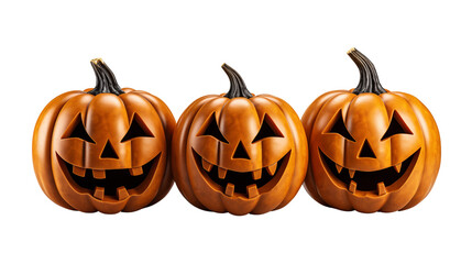 Fototapeta premium Halloween pumpkins isolated on transparent background.