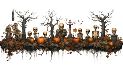 Halloween themed borders and frames, framing your spooky creations, Halloween borders, decorative frames, spooky edges isolated on transparent background.