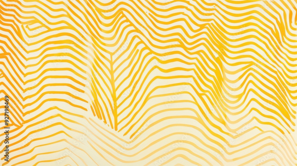 Poster a close-up of a contemporary abstract watercolor painting with yellow lines painted on a white backg
