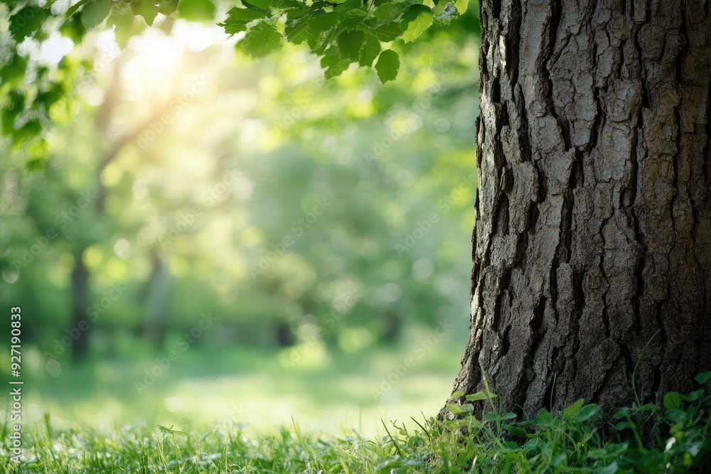 Poster close-up of a tree trunk in a forest. perfect for creating a natural, earthy backdrop for your desig