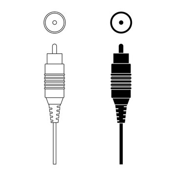 male female RCA connector icon set