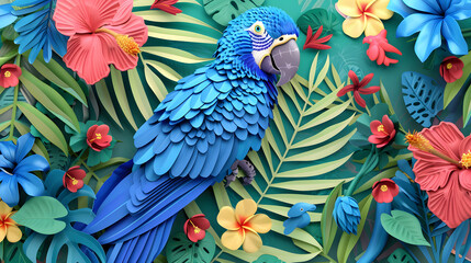 Fototapeta premium Wallpaper of a beautiful blue-colored parrot.