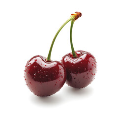 Cherry, white background, the refreshing and vitamin-rich berry.