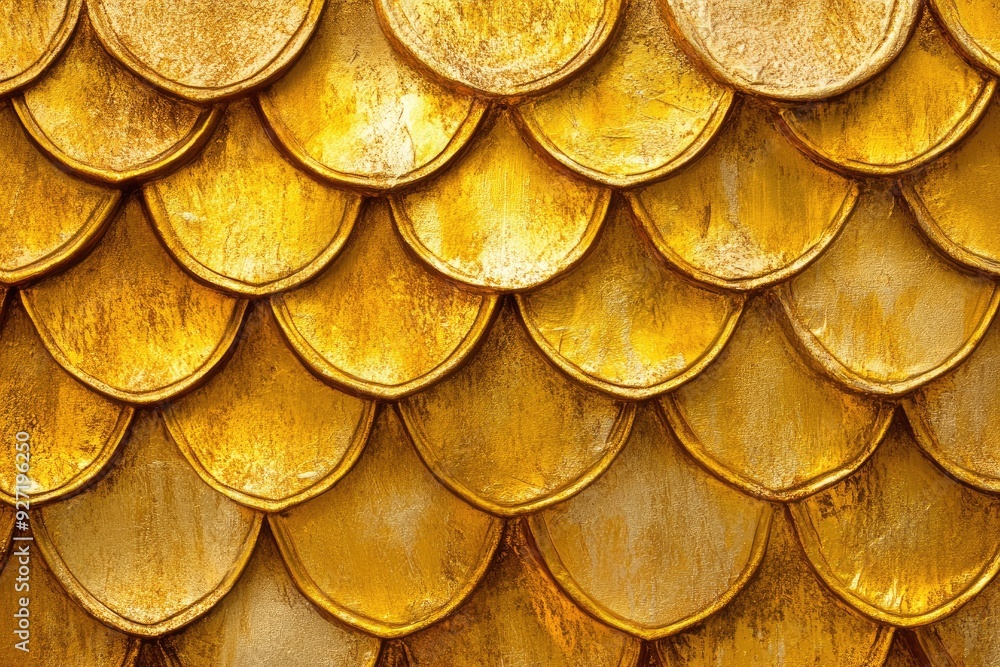 Poster Golden scales pattern background. Perfect for adding a touch of luxury and elegance to your designs.