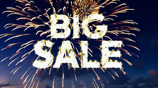A commercial to advertise sales and low prices with colorful fireworks in the background, beautiful typography. AI generation