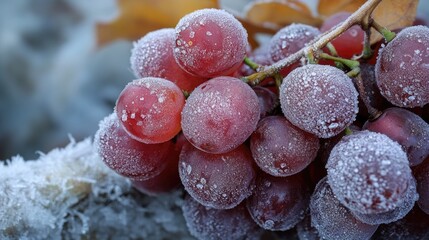 Frozen grapes covered in frost. Perfect for winter and holiday themes.