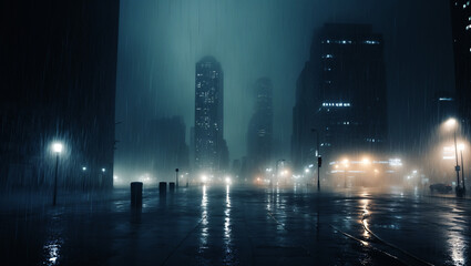 Rainy in city.